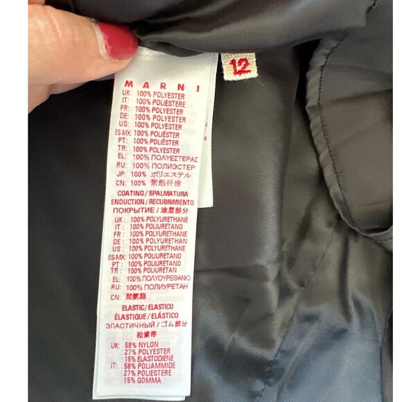 Marni Kid's Black Faux Leather Skirt with Logo and Scalloped Side, Size 12, EUC - Picture 7 of 9